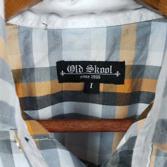 Old Skool Mens Short Sleeve Button Up Shirt Size Large - Picture 4 of 6